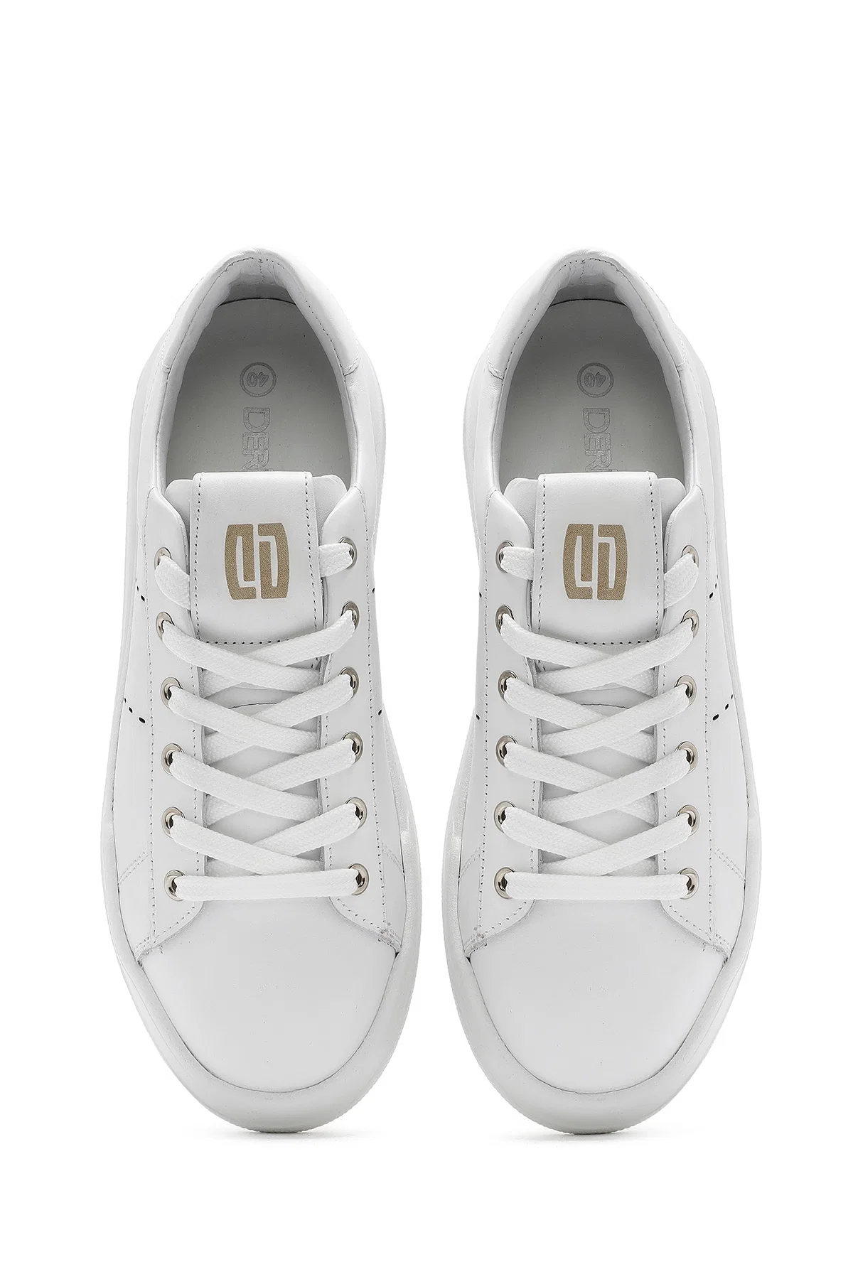 Erkek Beyaz Bağcıklı Deri Sneaker - Image 7