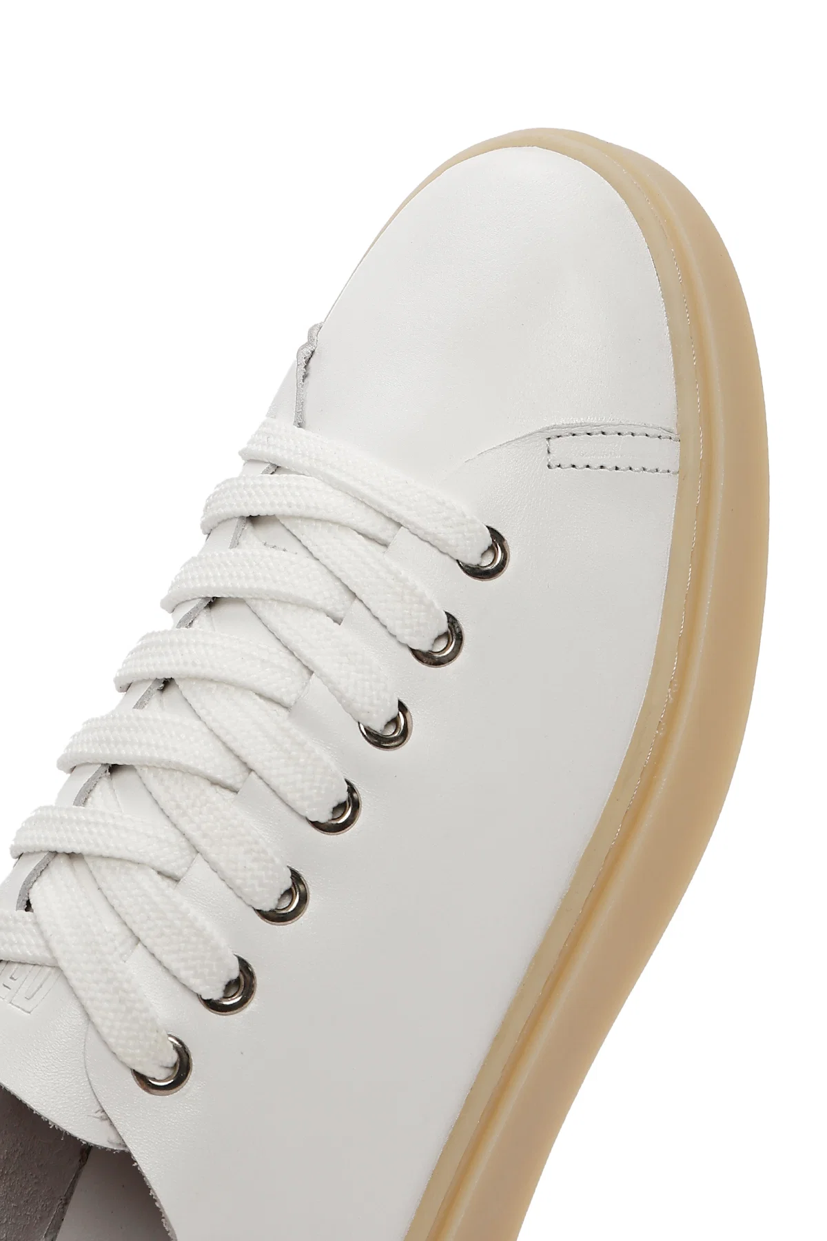 Erkek Beyaz Bağcıklı Deri Sneaker - Image 10