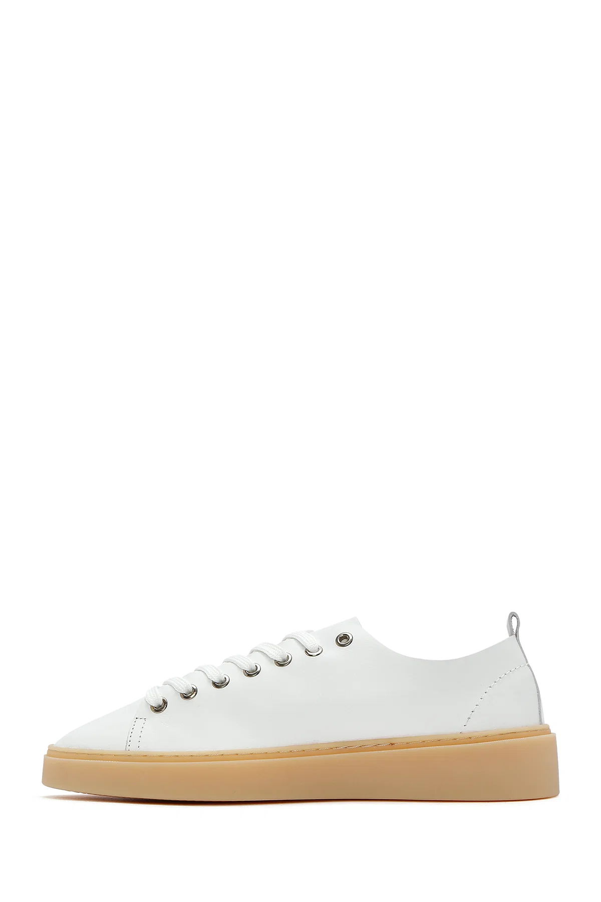 Erkek Beyaz Bağcıklı Deri Sneaker - Image 2