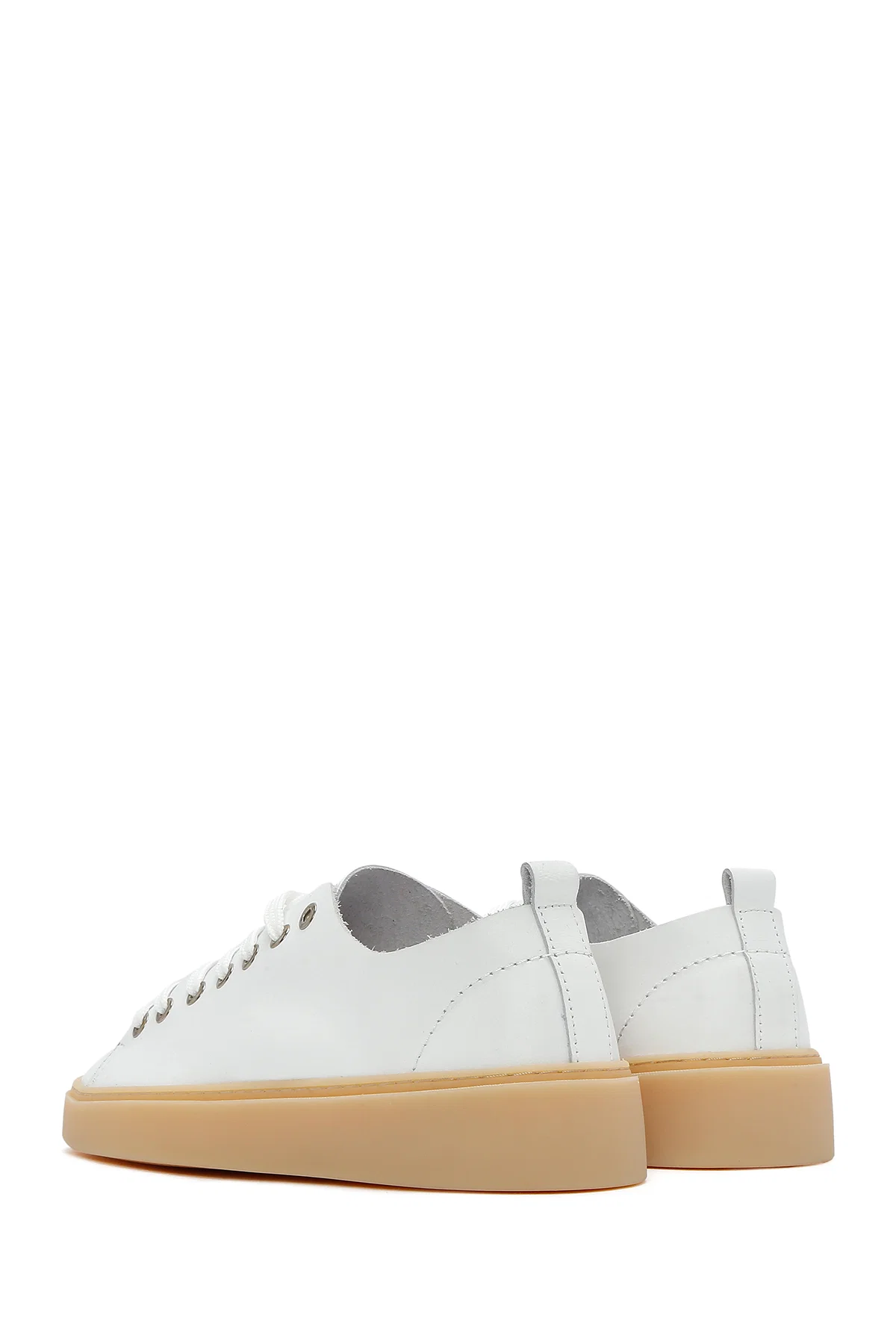 Erkek Beyaz Bağcıklı Deri Sneaker - Image 5