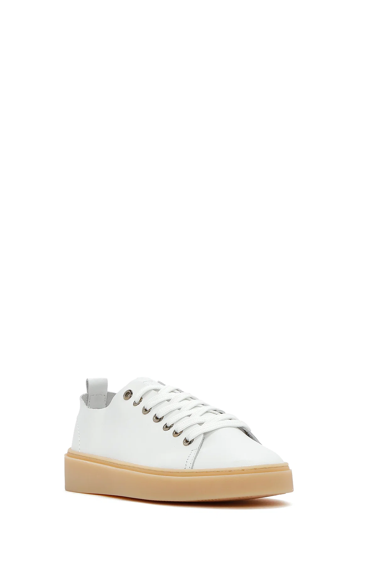 Erkek Beyaz Bağcıklı Deri Sneaker - Image 6