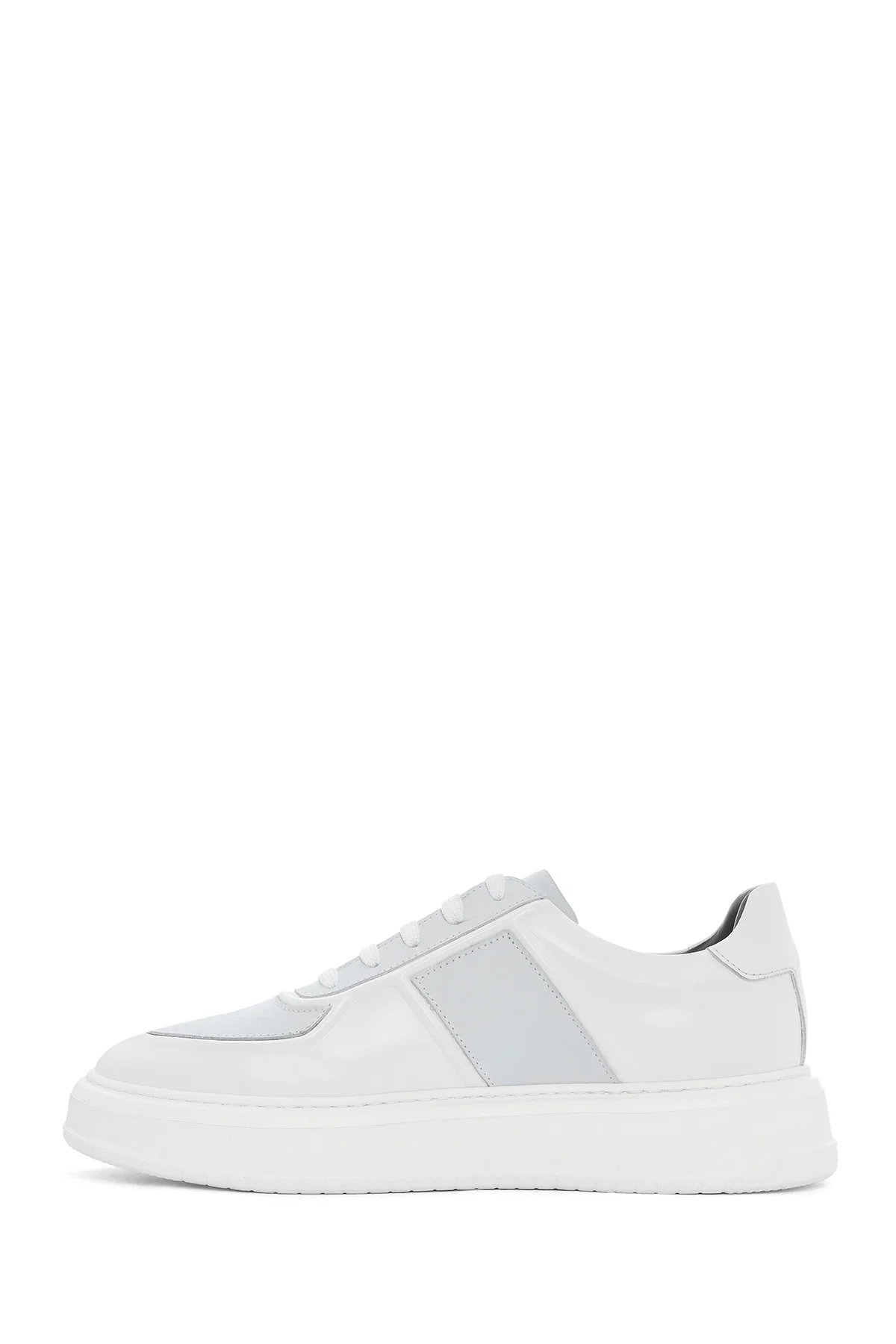 Erkek Beyaz Bağcıklı Deri Sneaker - Image 2