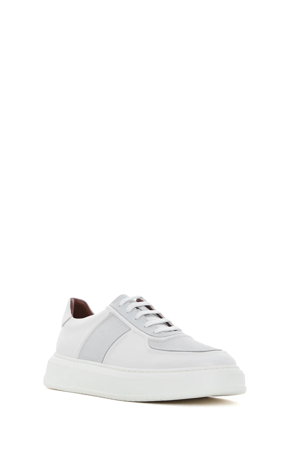 Erkek Beyaz Bağcıklı Deri Sneaker - Image 6