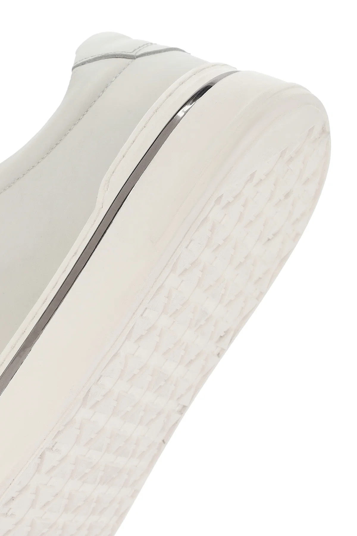 Erkek Beyaz Bağcıklı Deri Sneaker - Image 8