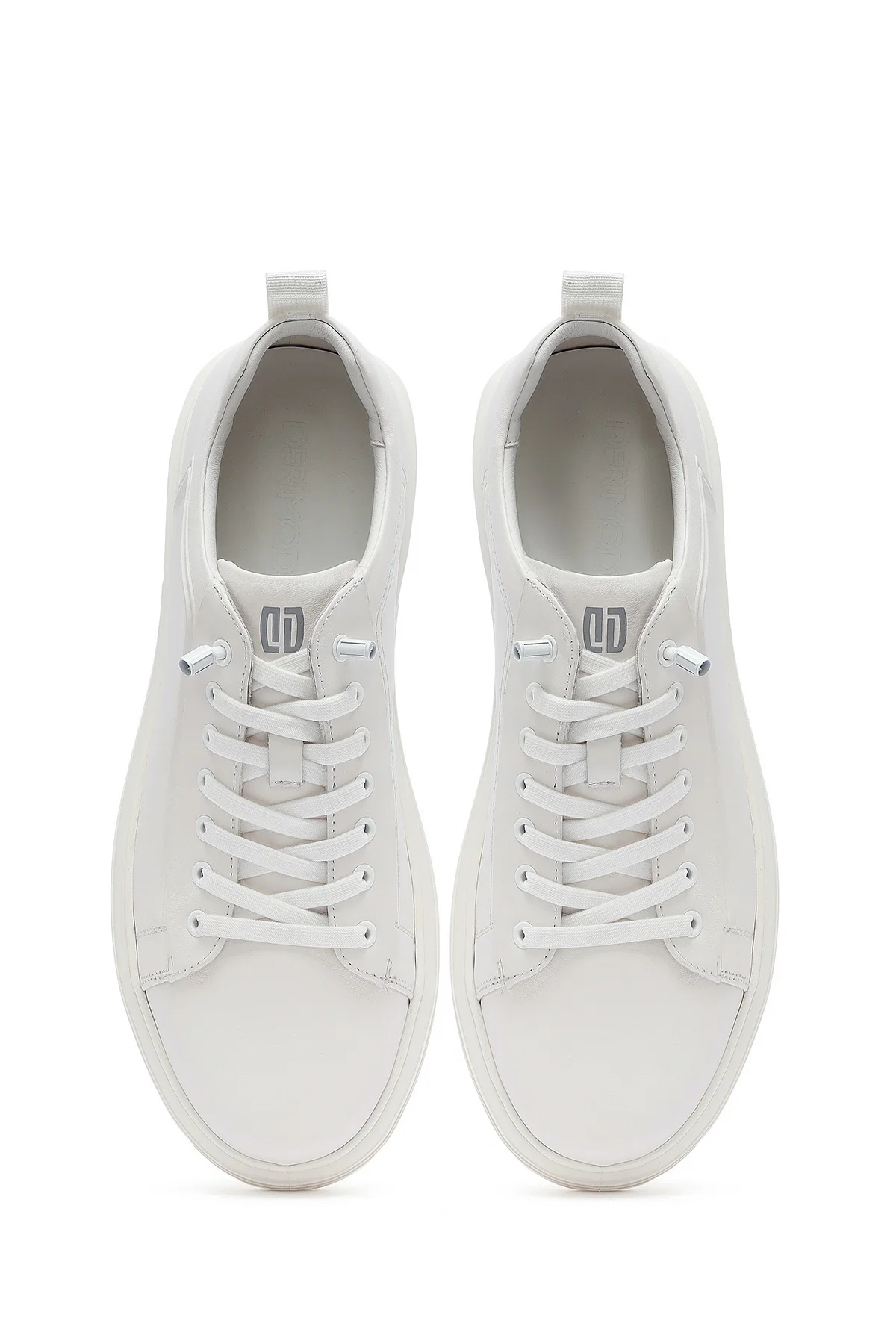 Erkek Beyaz Bağcıklı Deri Sneaker - Image 7