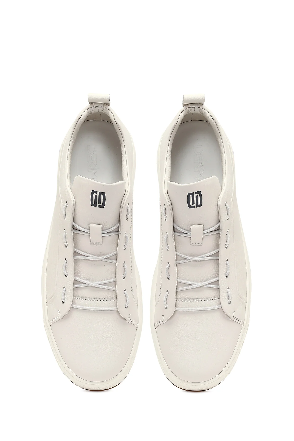 Erkek Beyaz Bağcıklı Deri Sneaker - Image 7