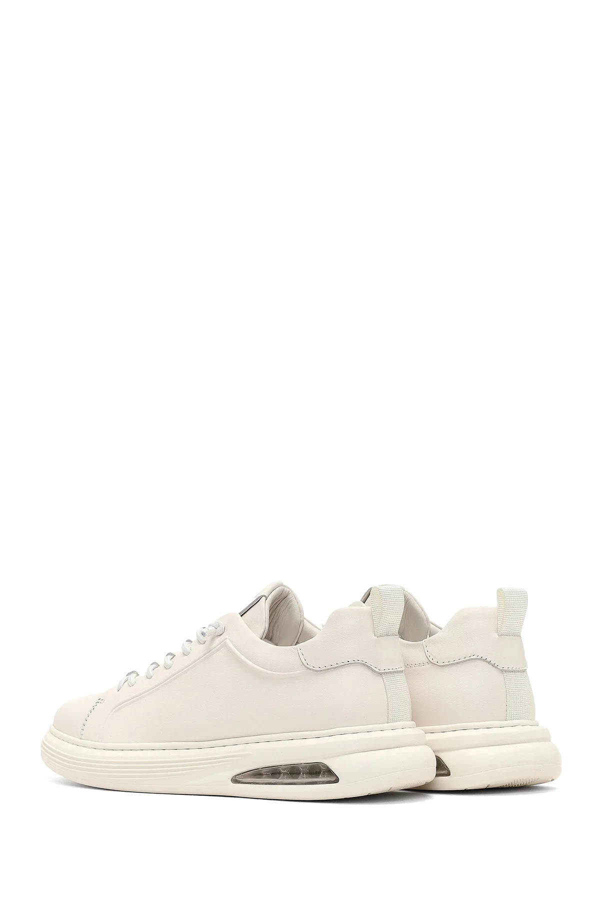 Erkek Beyaz Bağcıklı Deri Sneaker - Image 5