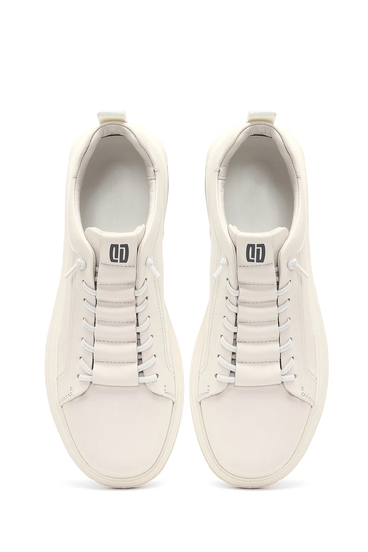Erkek Beyaz Bağcıklı Deri Sneaker - Image 7