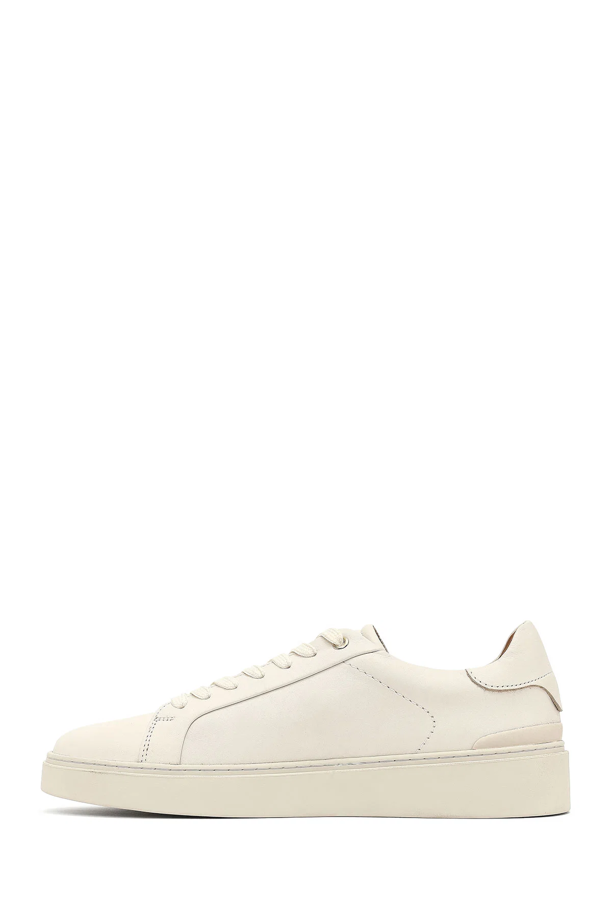 Erkek Beyaz Bağcıklı Deri Sneaker - Image 2