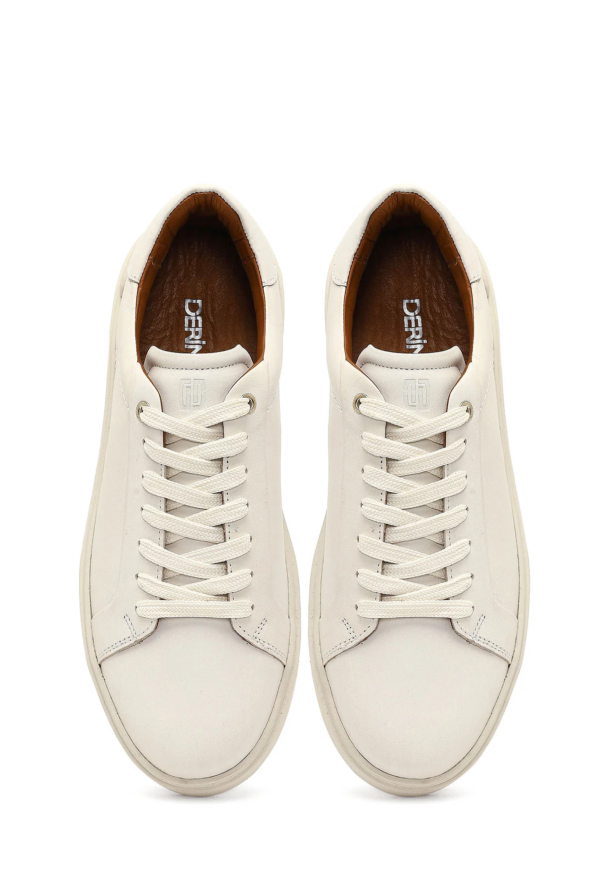 Erkek Beyaz Bağcıklı Deri Sneaker - Image 7