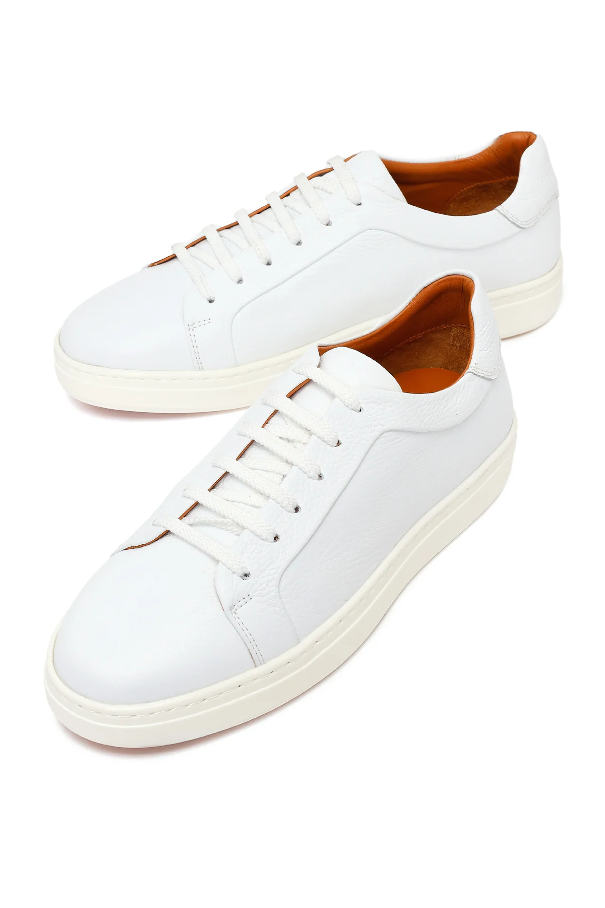 Erkek Beyaz Bağcıklı Deri Sneaker - Image 10