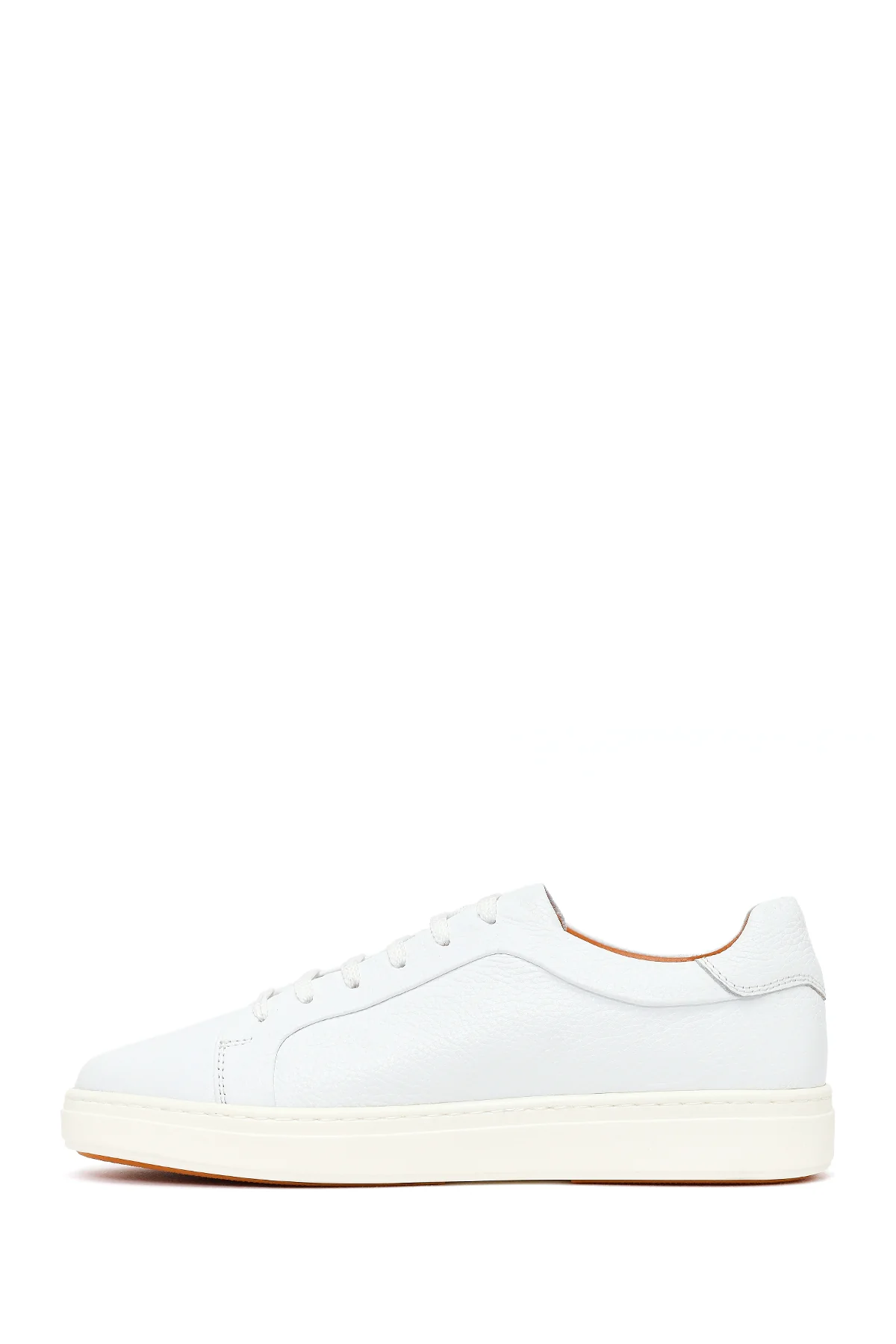 Erkek Beyaz Bağcıklı Deri Sneaker - Image 3