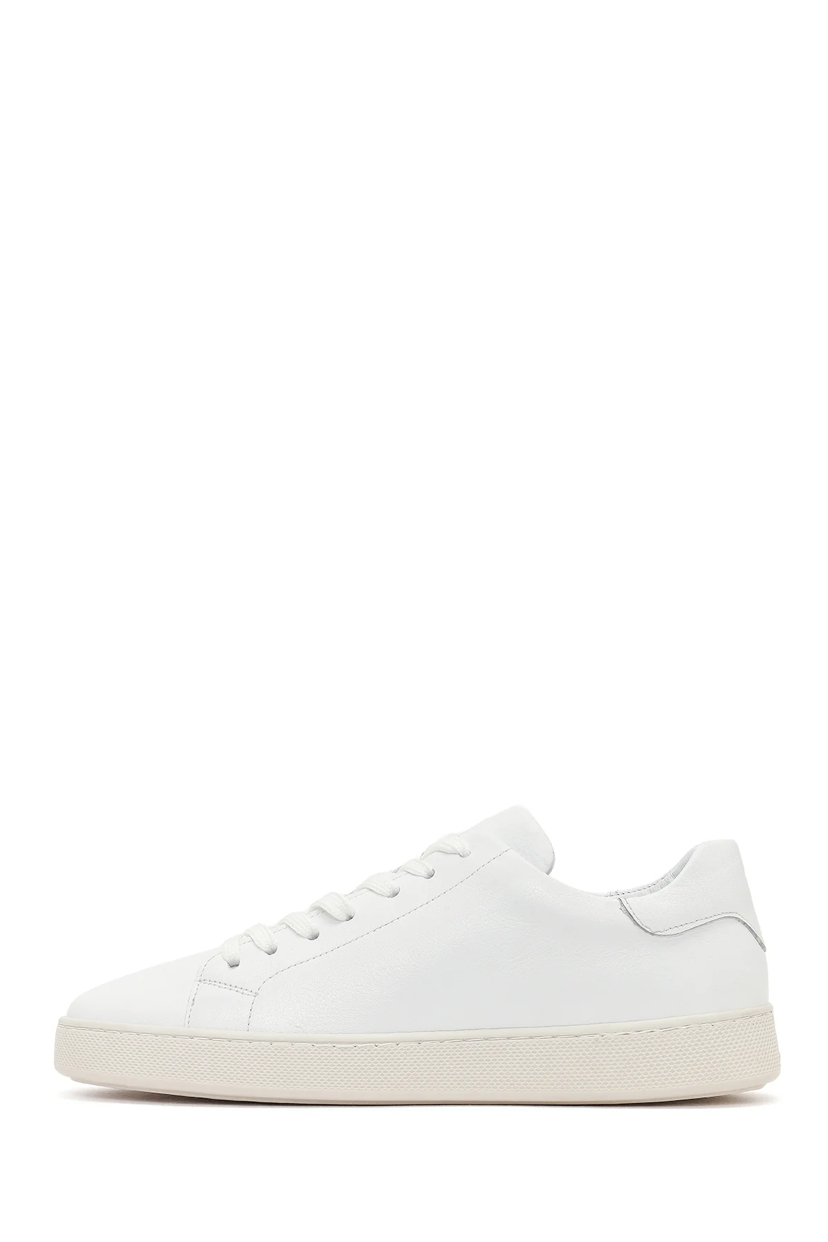 Erkek Beyaz Bağcıklı Deri Sneaker - Image 3