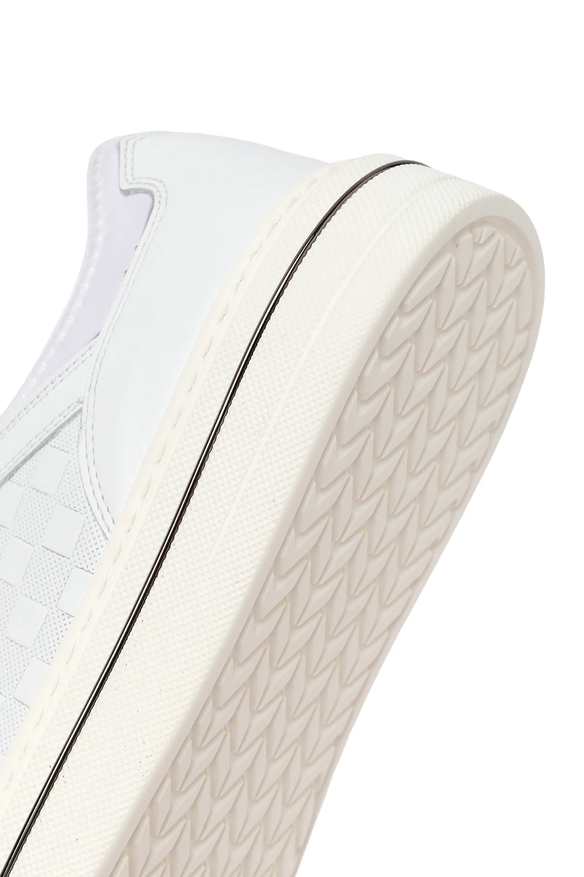 Erkek Beyaz Bağcıklı Deri Sneaker - Image 8