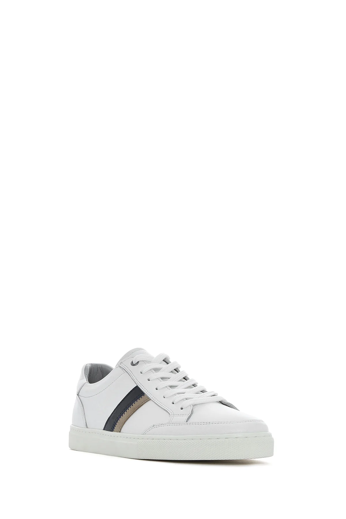 Erkek Beyaz Bağcıklı Deri Sneaker - Image 7