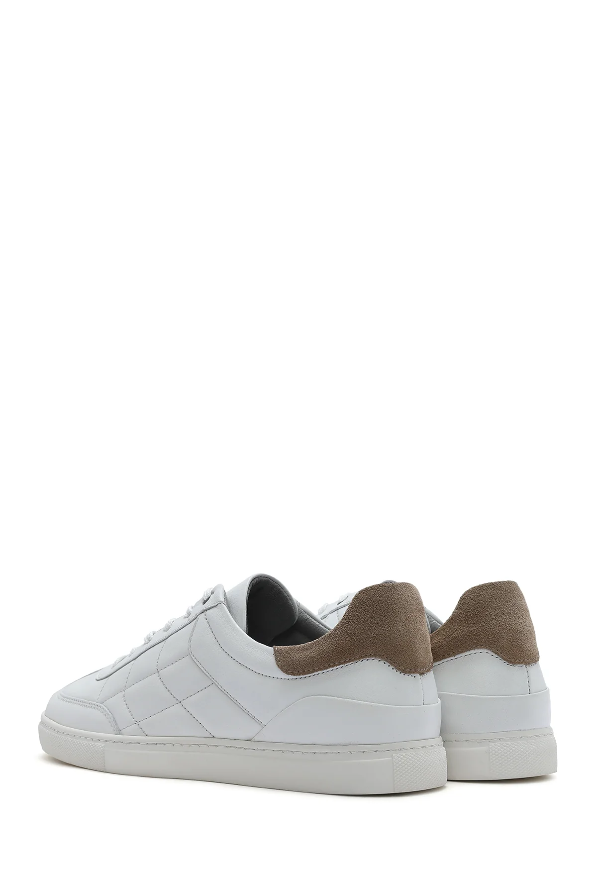 Erkek Beyaz Bağcıklı Deri Sneaker - Image 6