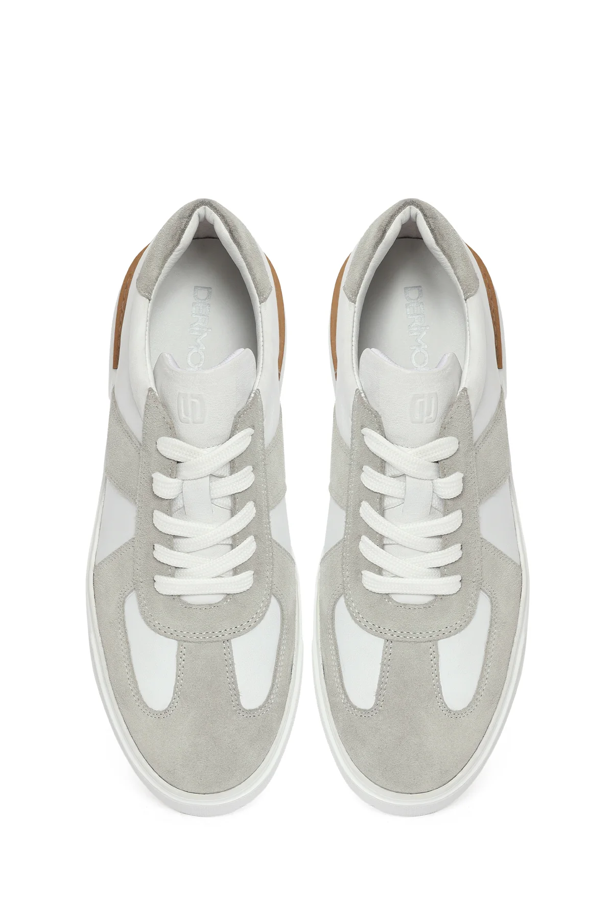 Erkek Beyaz Bağcıklı Deri Sneaker - Image 4