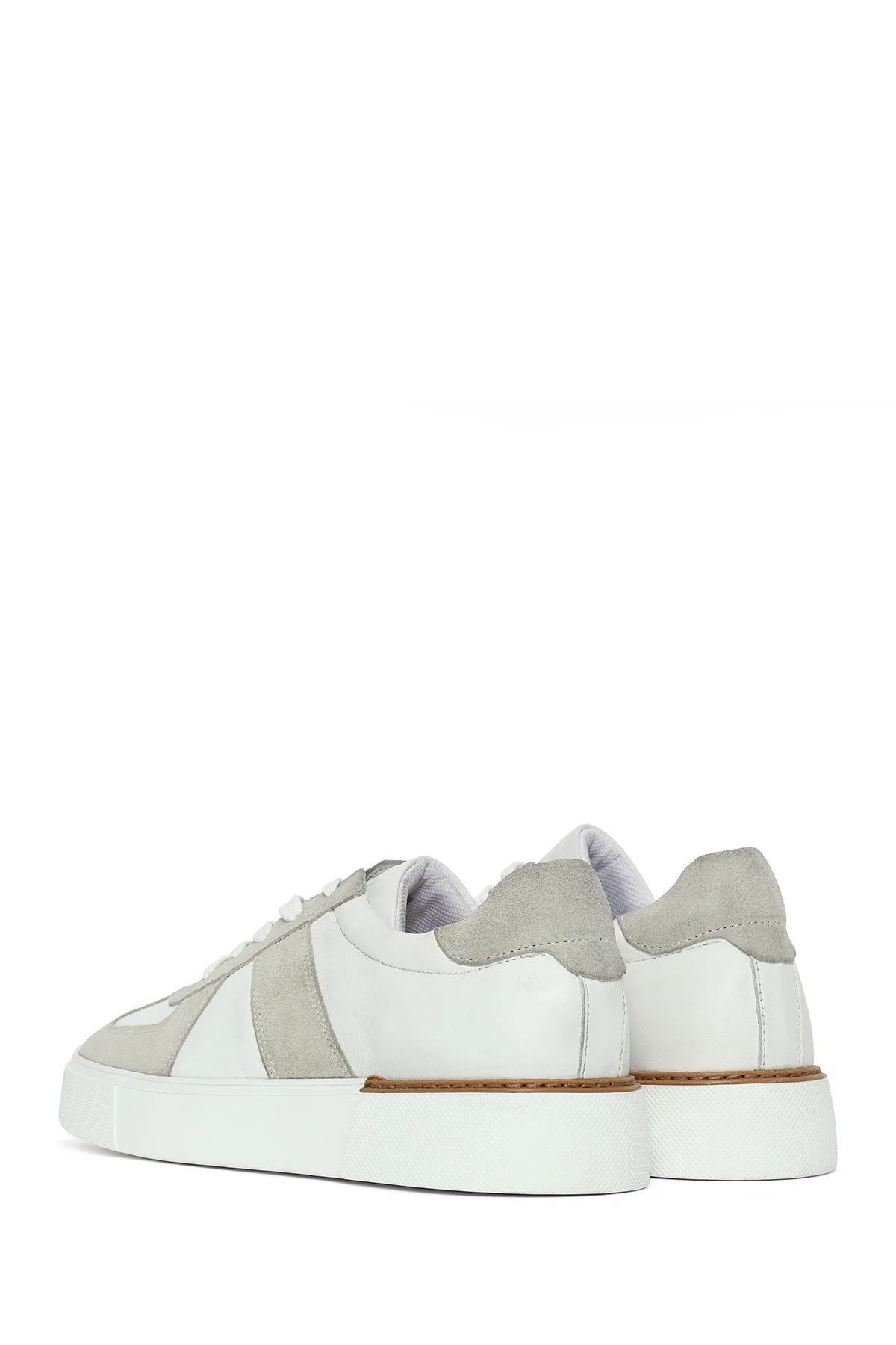 Erkek Beyaz Bağcıklı Deri Sneaker - Image 6