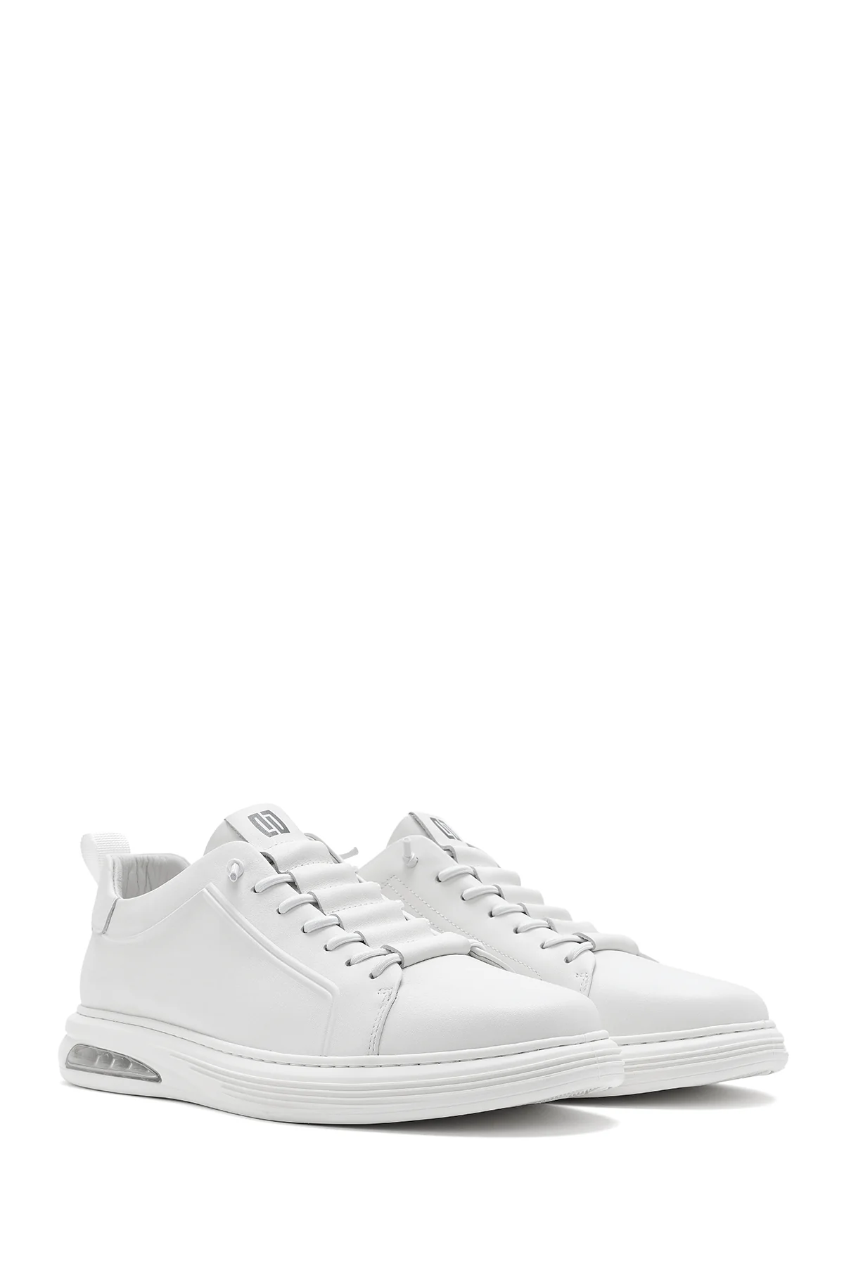 Erkek Beyaz Bağcıklı Deri Sneaker - Image 2
