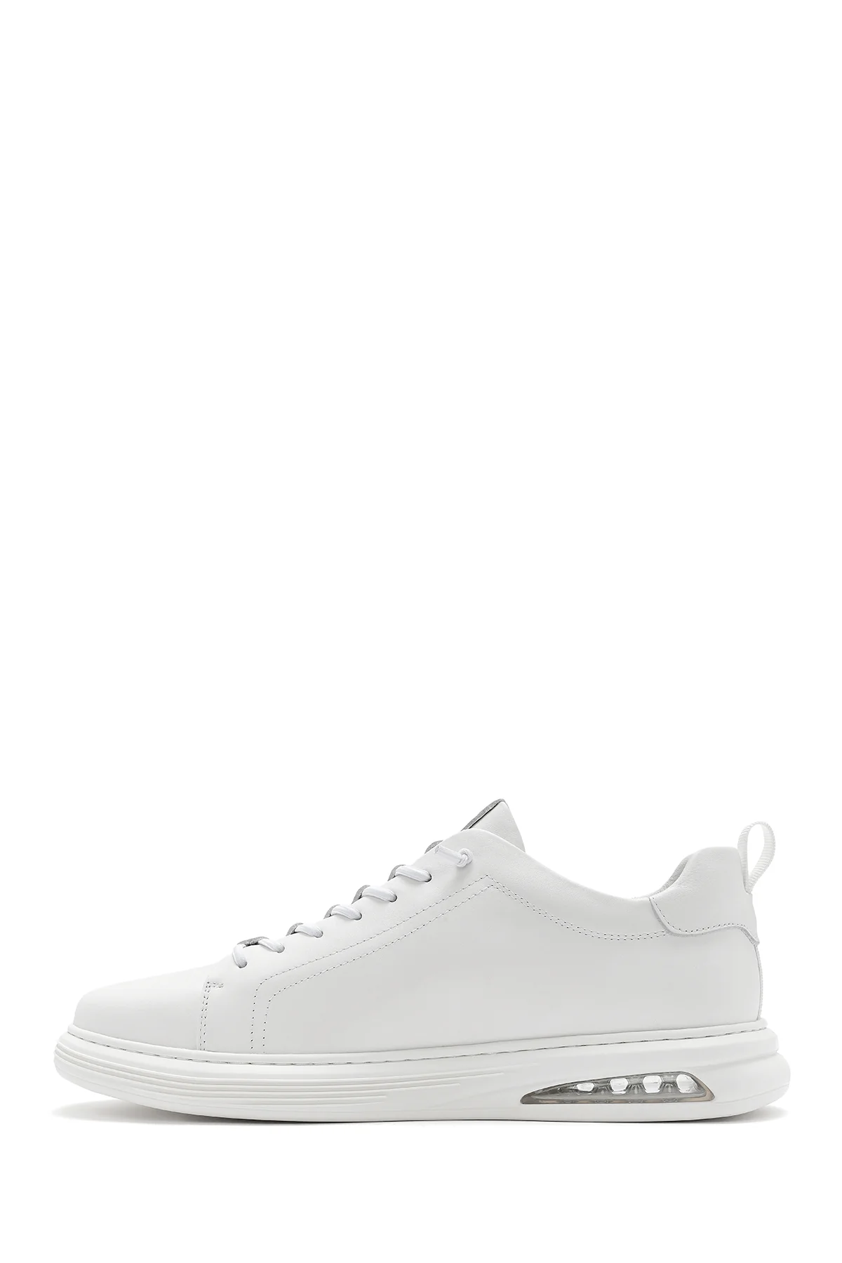 Erkek Beyaz Bağcıklı Deri Sneaker - Image 3