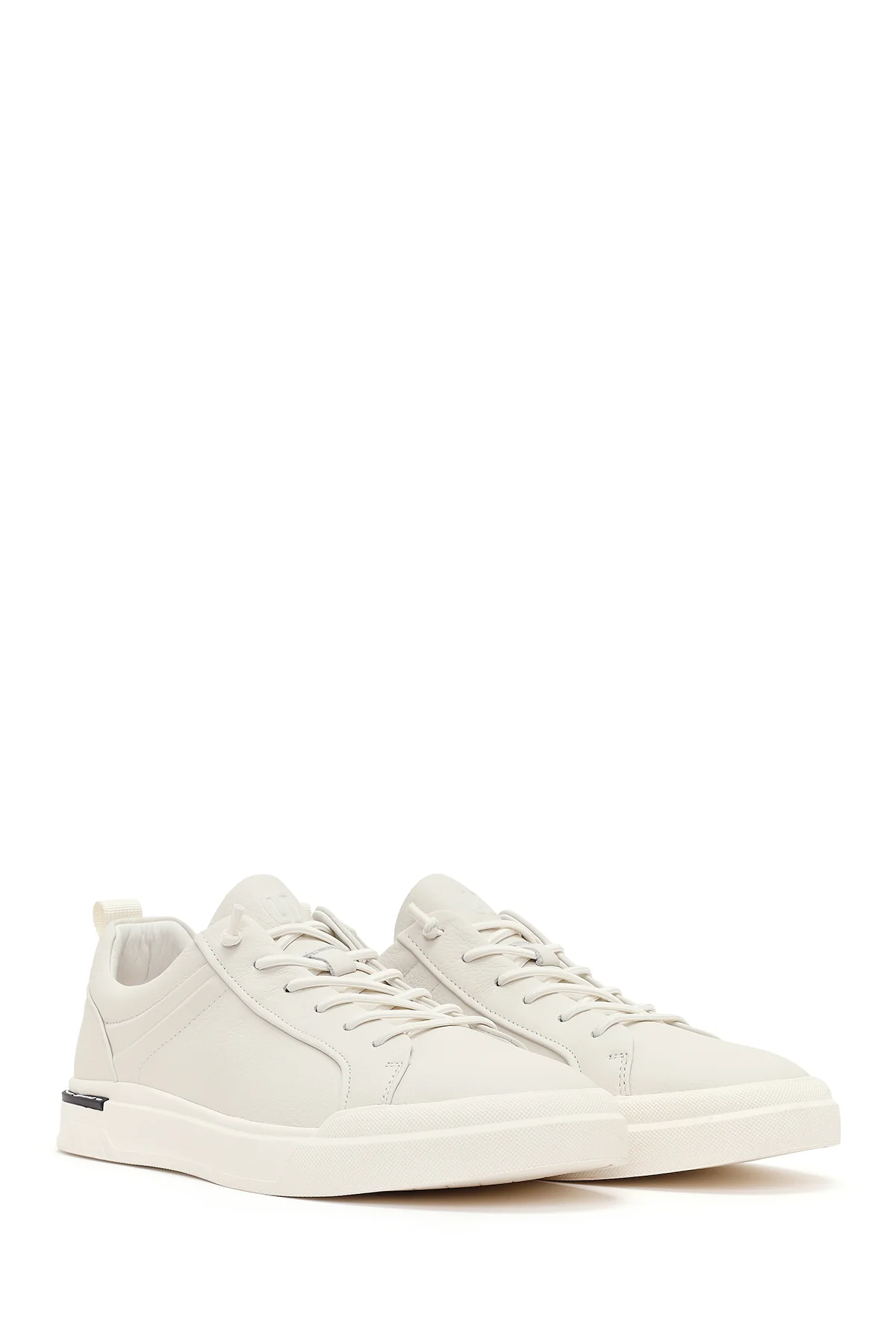 Erkek Beyaz Bağcıklı Deri Sneaker - Image 2