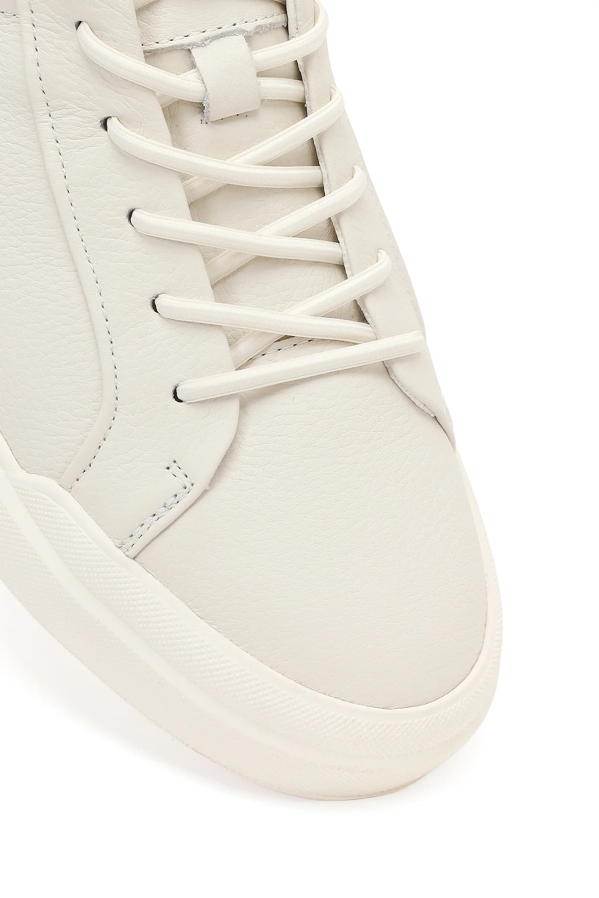 Erkek Beyaz Bağcıklı Deri Sneaker - Image 9