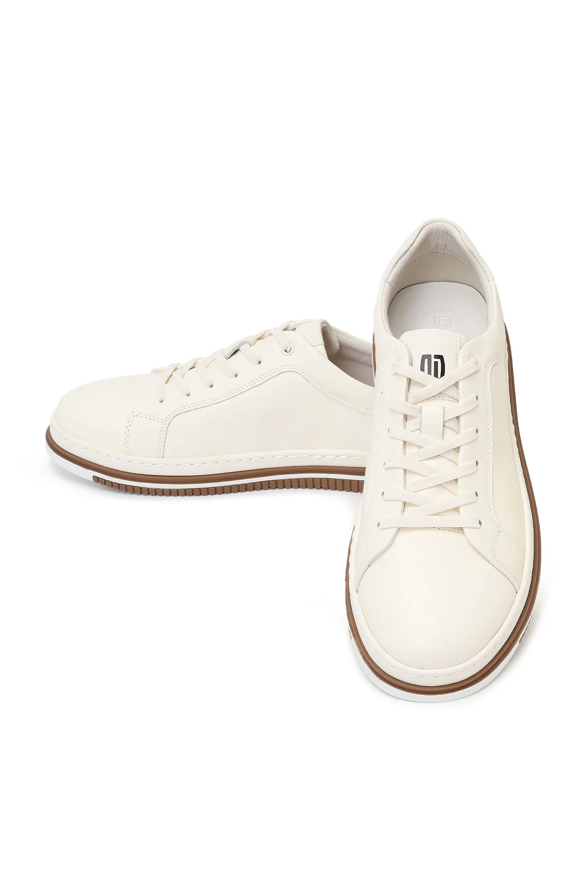 Erkek Beyaz Bağcıklı Deri Sneaker - Image 11