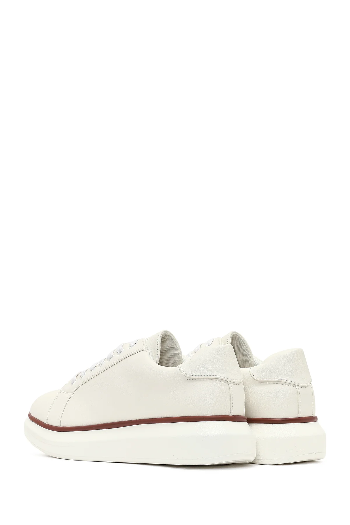 Erkek Beyaz Bağcıklı Kalın Tabanlı Sneaker - Image 5