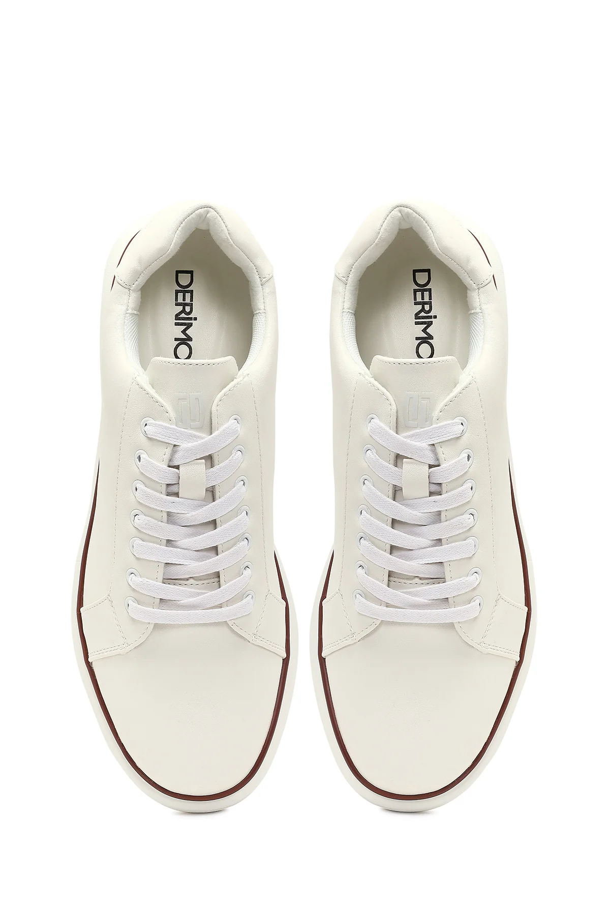 Erkek Beyaz Bağcıklı Kalın Tabanlı Sneaker - Image 7