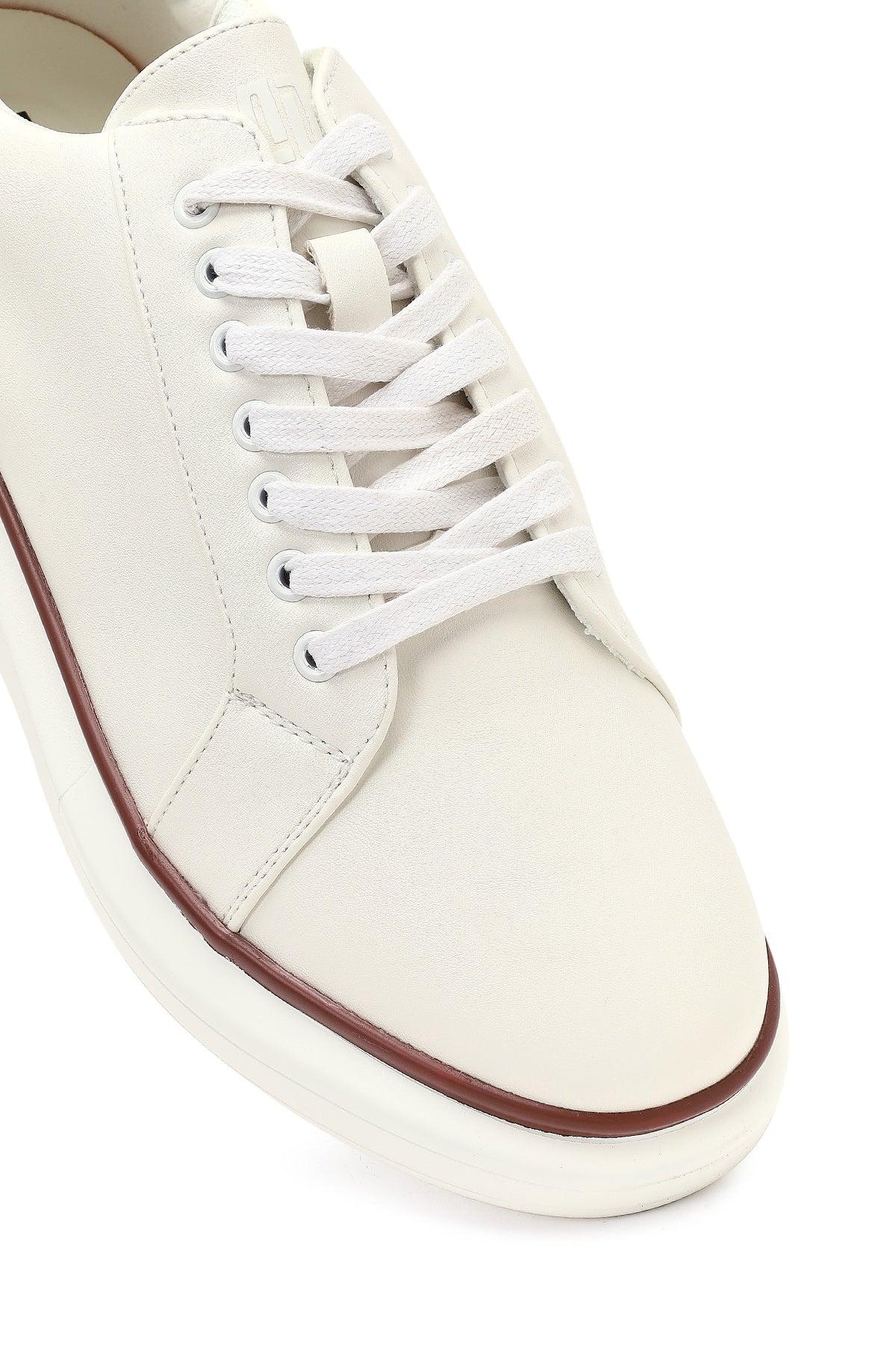 Erkek Beyaz Bağcıklı Kalın Tabanlı Sneaker - Image 9