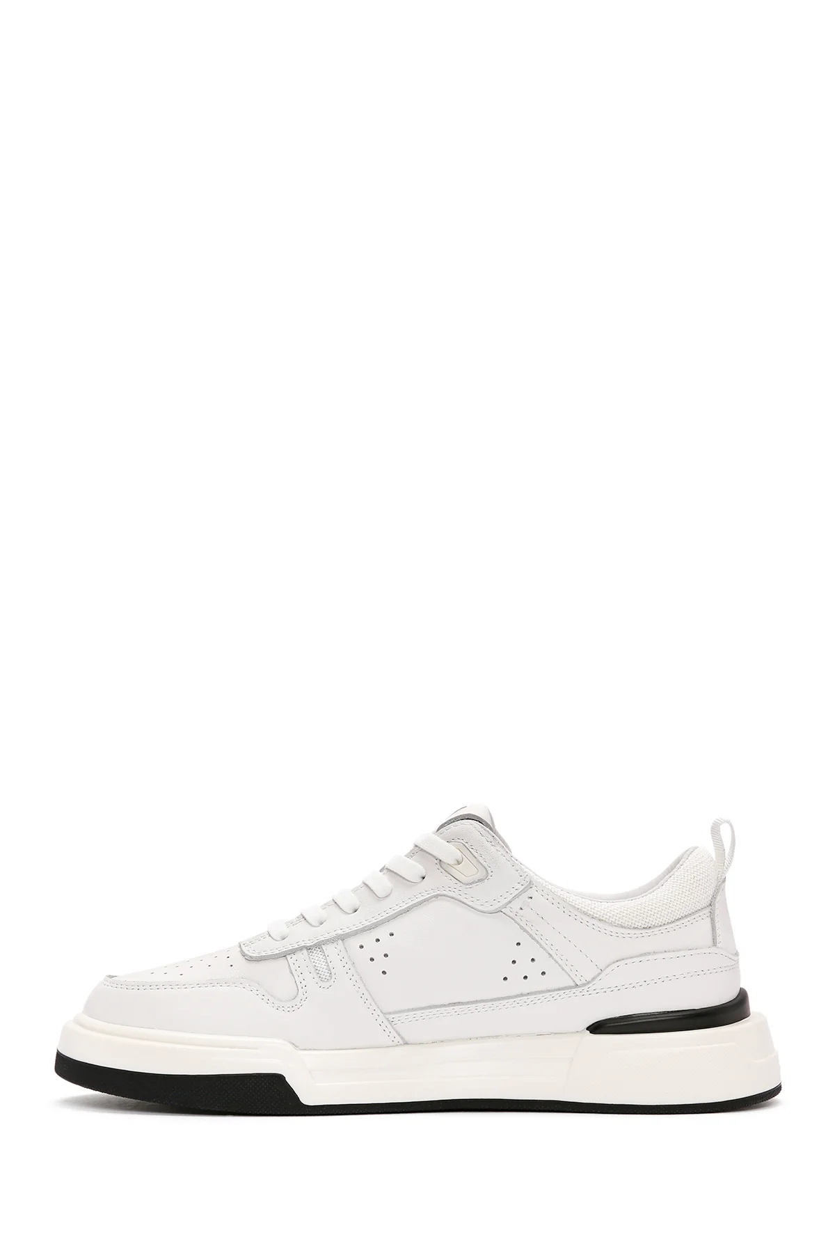 Erkek Beyaz Bağcıklı Kalın Tabanlı Deri Sneaker - Image 2