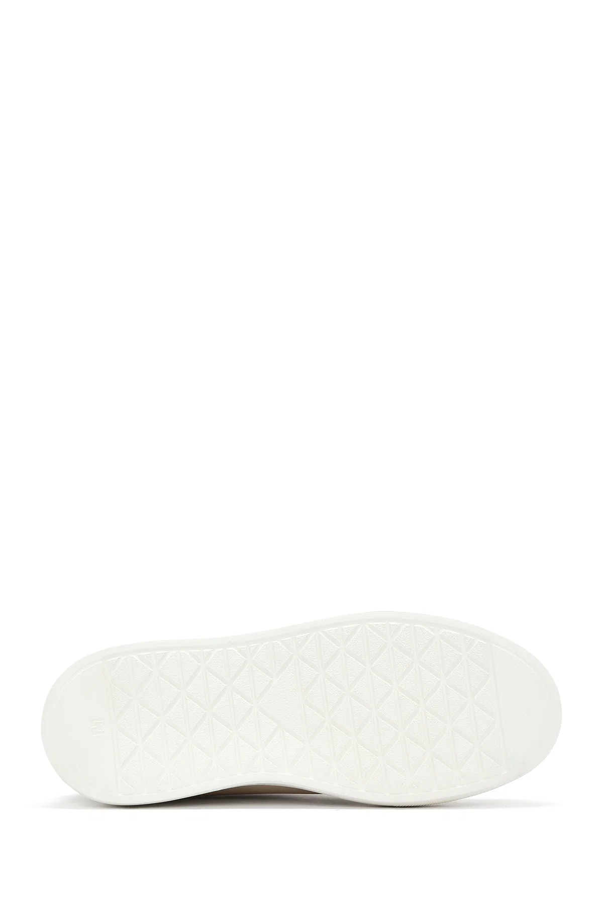 Erkek Beyaz Bağcıklı Kalın Tabanlı Deri Sneaker - Image 4