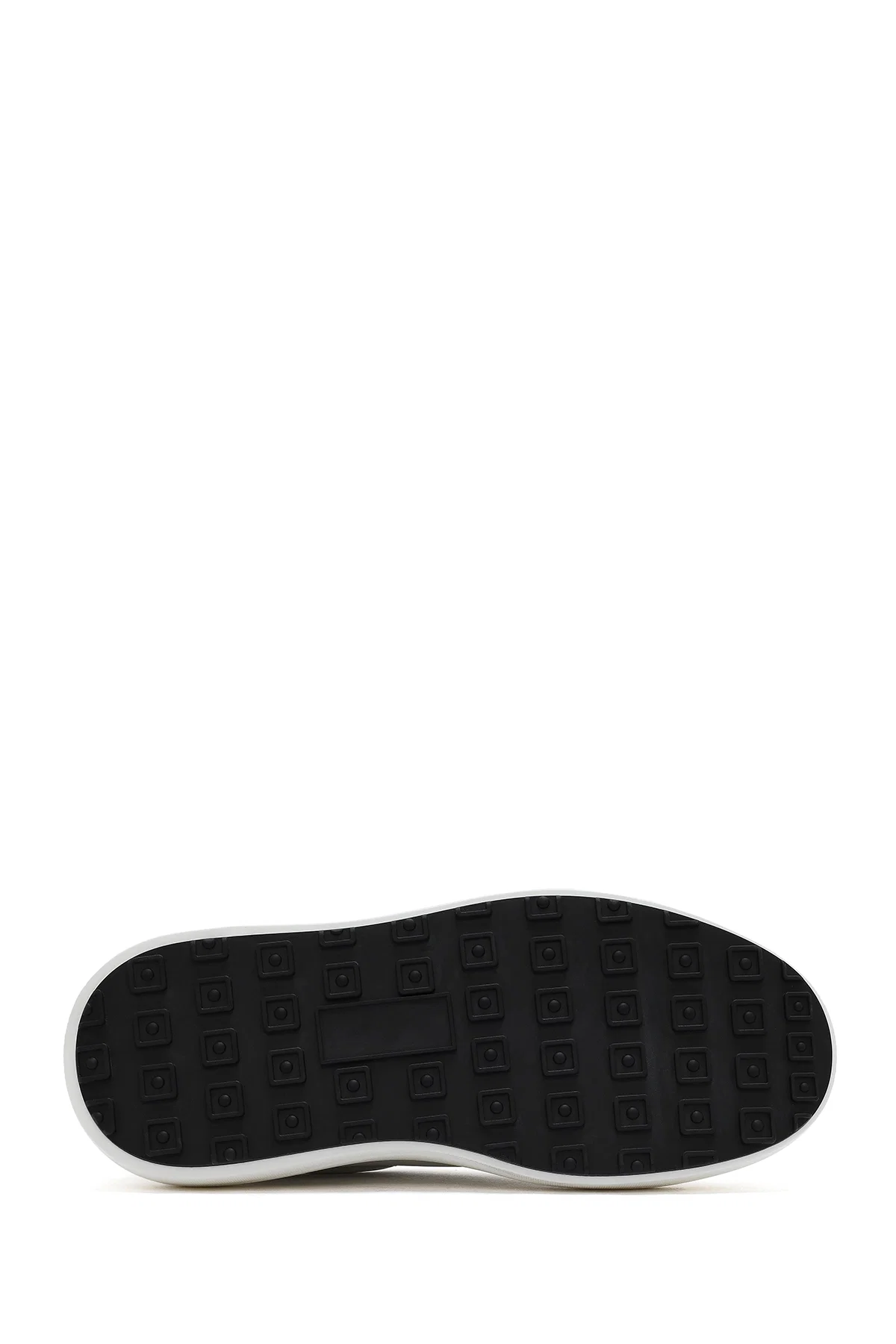 Erkek Beyaz Bağcıklı Kalın Tabanlı Deri Sneaker - Image 4