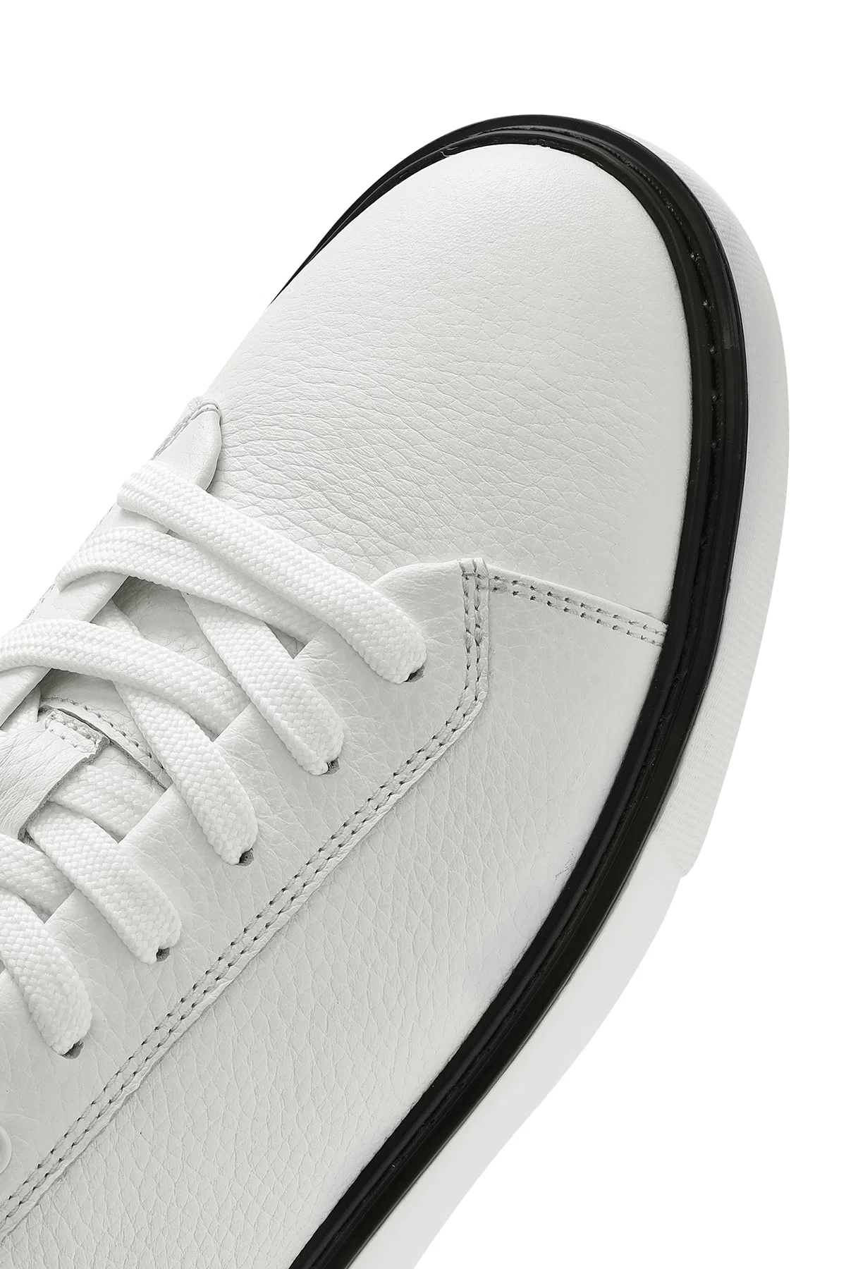 Erkek Beyaz Bağcıklı Kalın Tabanlı Deri Sneaker - Image 8