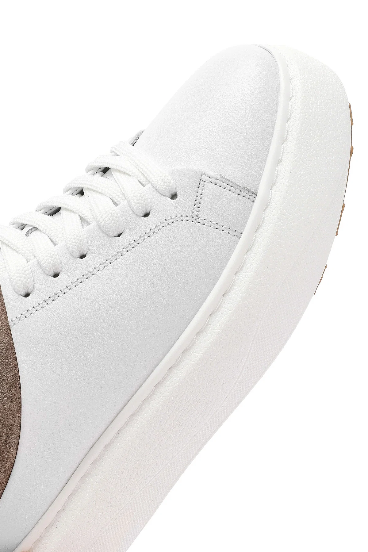 Erkek Beyaz Bağcıklı Kalın Tabanlı Deri Sneaker - Image 10
