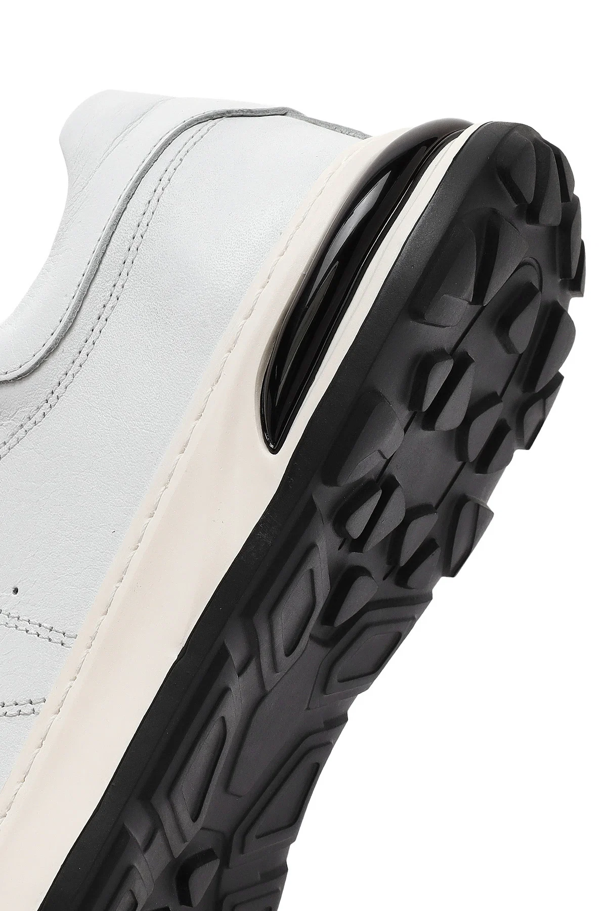 Erkek Beyaz Bağcıklı Kalın Tabanlı Deri Sneaker - Image 8