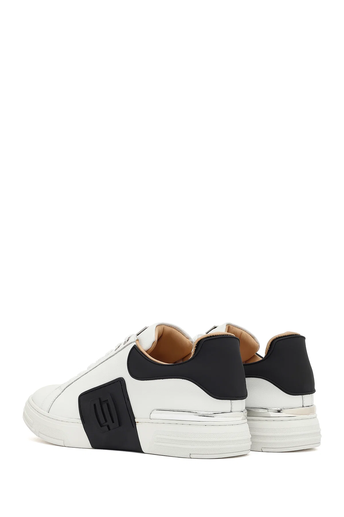 Erkek Beyaz Bağcıklı Kalın Tabanlı Deri Sneaker - Image 5
