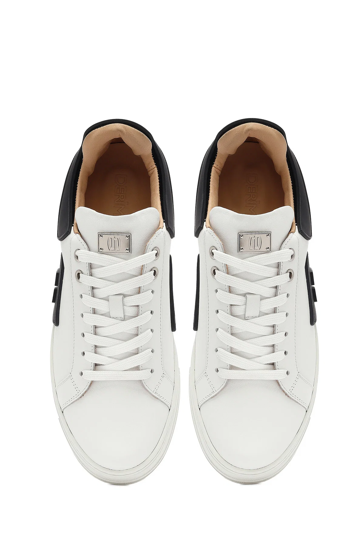 Erkek Beyaz Bağcıklı Kalın Tabanlı Deri Sneaker - Image 7