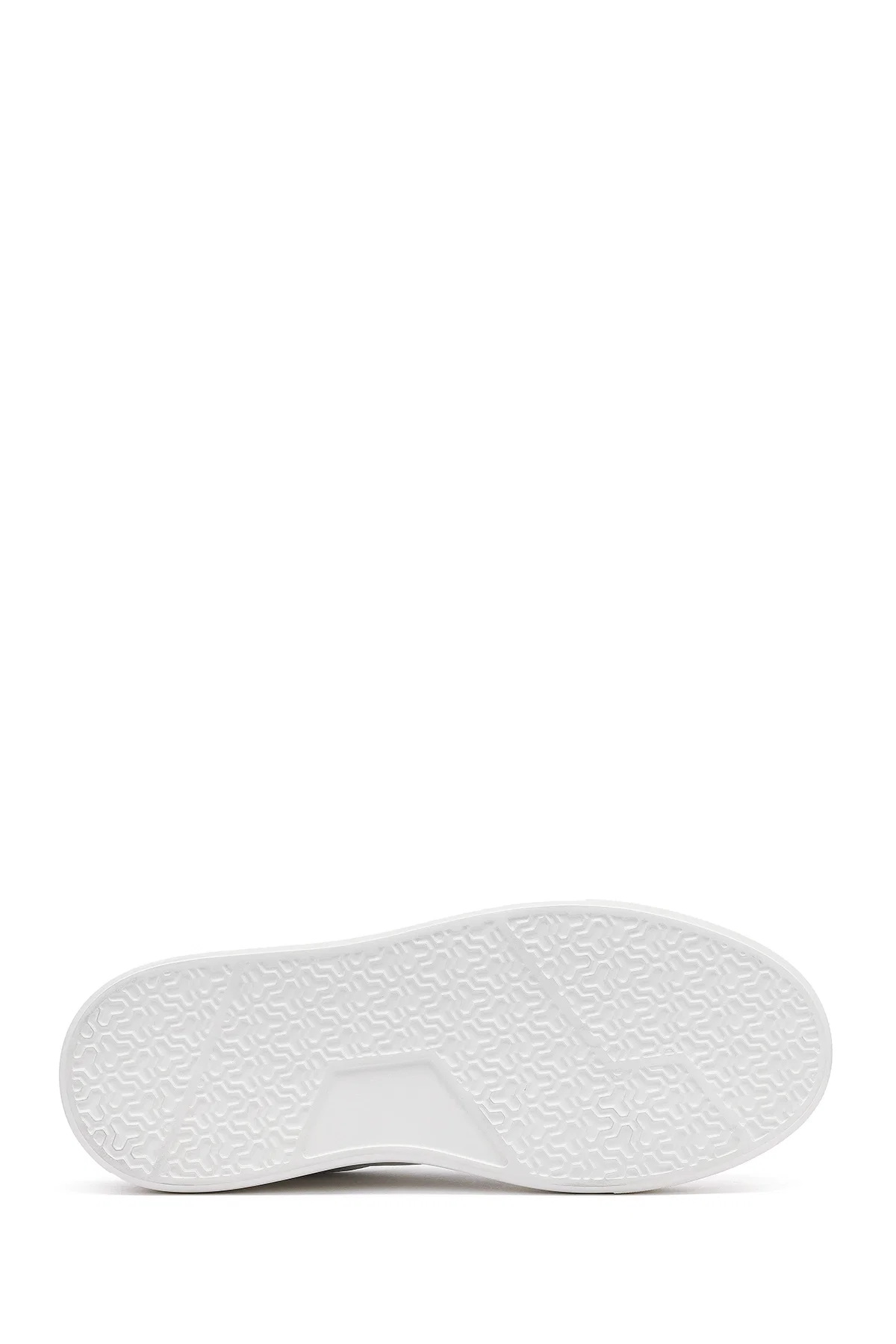 Erkek Beyaz Bağcıklı Kalın Tabanlı Deri Sneaker - Image 4