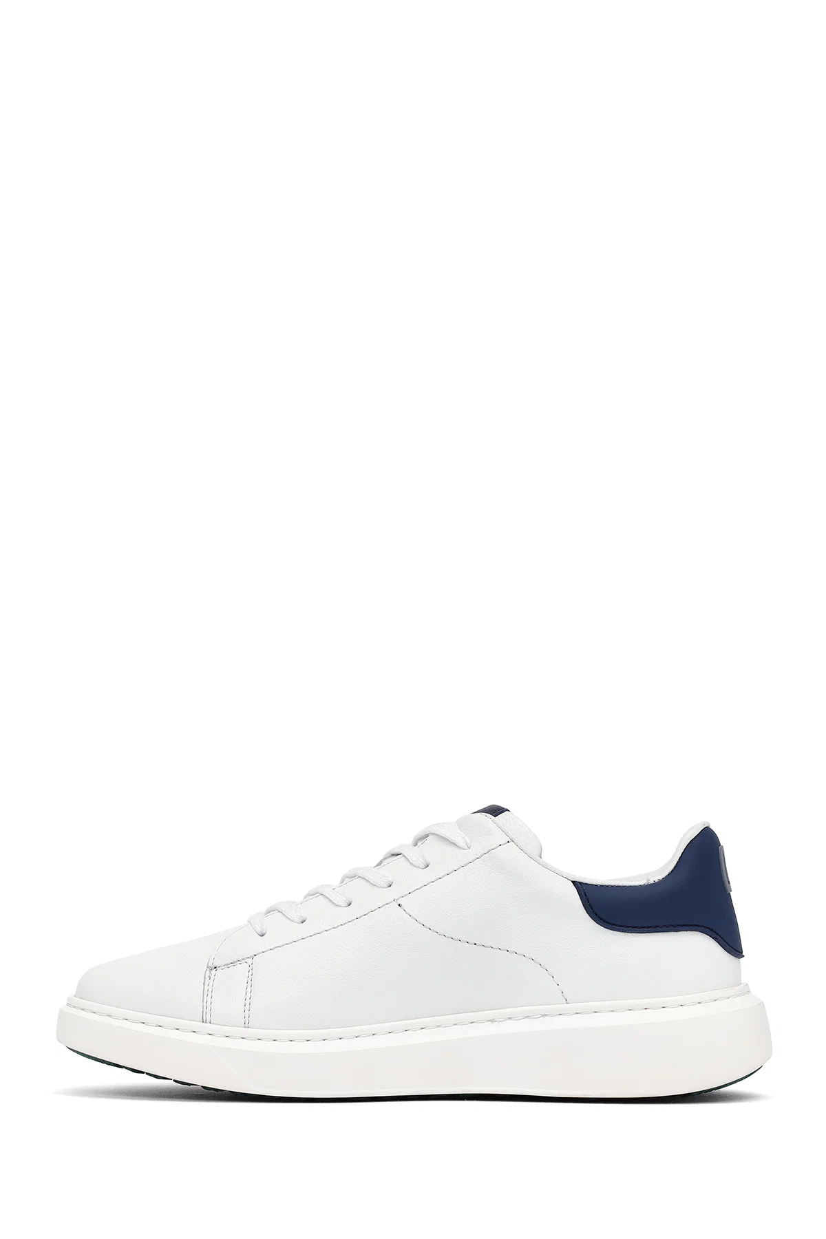 Erkek Beyaz Bağcıklı Kalın Tabanlı Deri Sneaker - Image 2