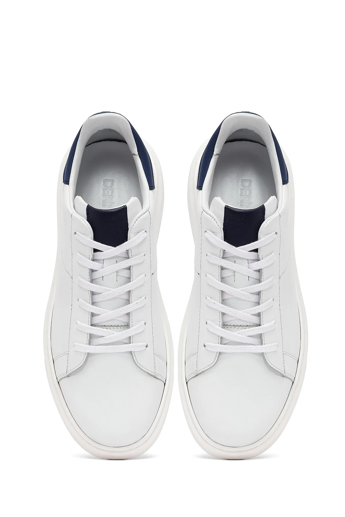 Erkek Beyaz Bağcıklı Kalın Tabanlı Deri Sneaker - Image 7