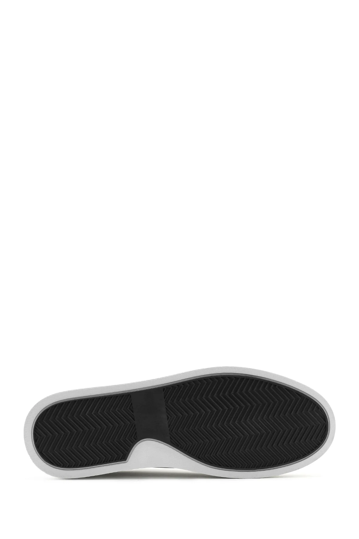 Erkek Beyaz Bağcıklı Kalın Tabanlı Deri Sneaker - Image 5