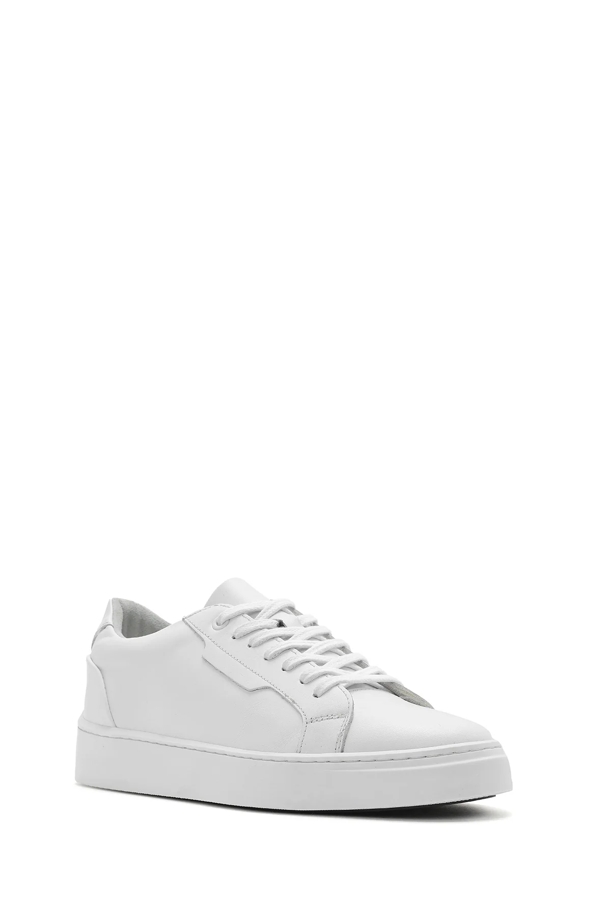 Erkek Beyaz Bağcıklı Kalın Tabanlı Deri Sneaker - Image 7