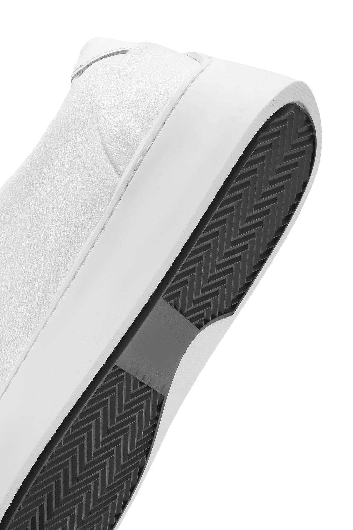 Erkek Beyaz Bağcıklı Kalın Tabanlı Deri Sneaker - Image 8