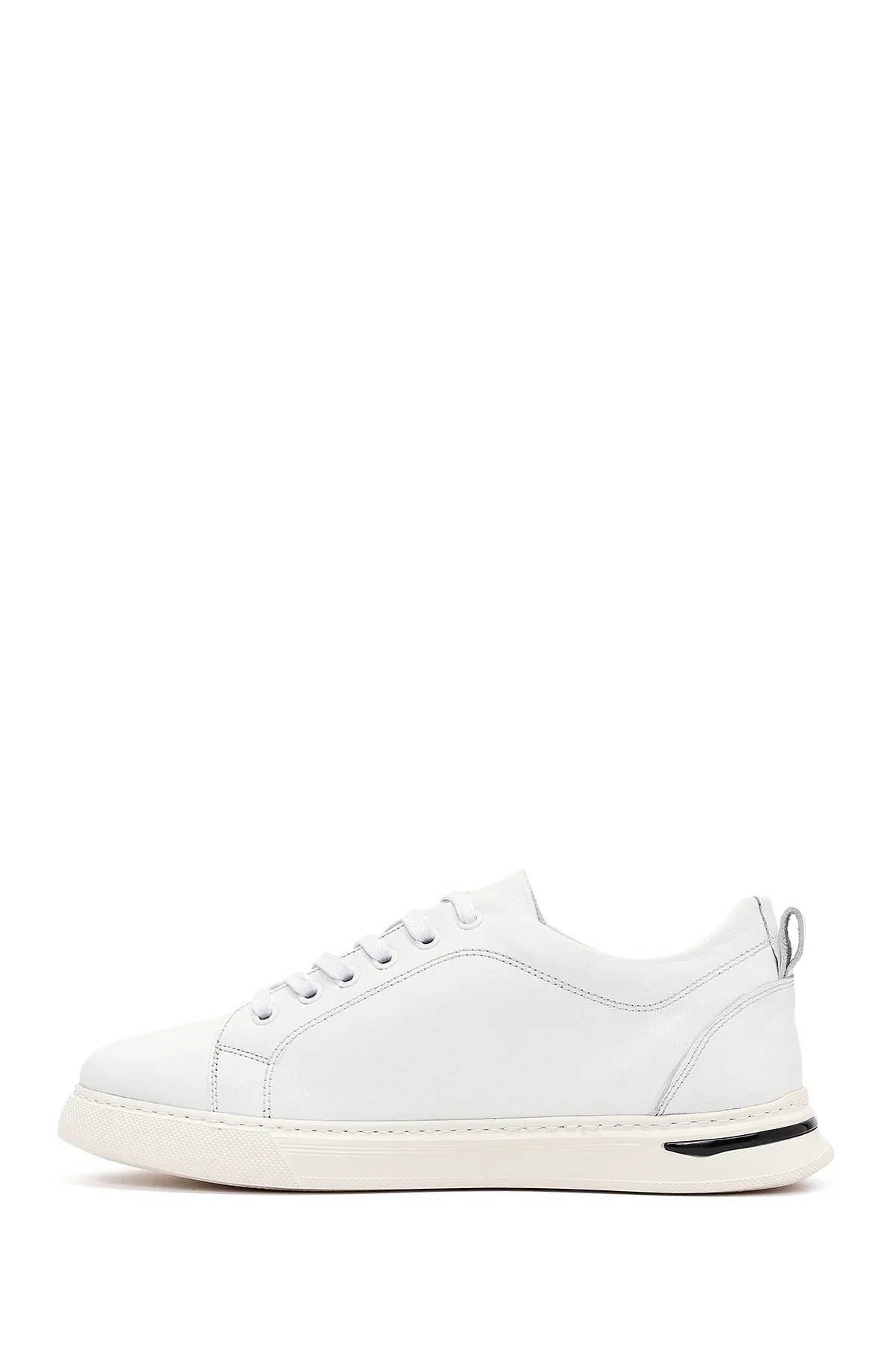 Erkek Beyaz Bağcıklı Kalın Tabanlı Deri Sneaker - Image 3