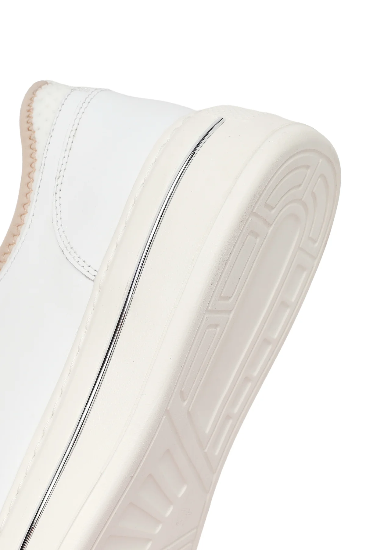 Erkek Beyaz Bağcıklı Kalın Tabanlı Deri Sneaker - Image 8