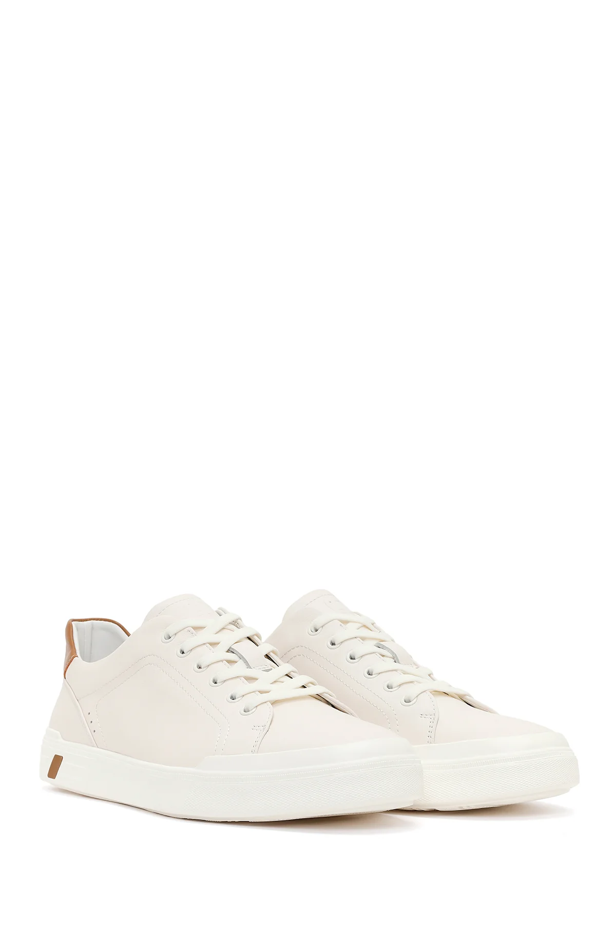 Erkek Beyaz Bağcıklı Kalın Tabanlı Deri Sneaker - Image 2