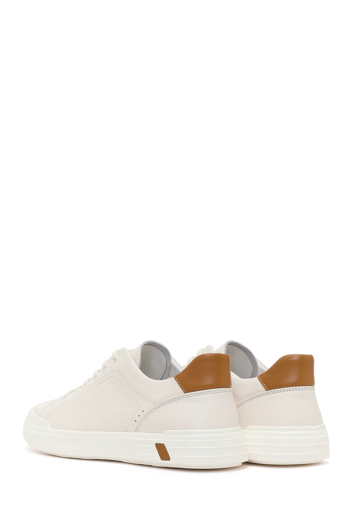 Erkek Beyaz Bağcıklı Kalın Tabanlı Deri Sneaker - Image 6
