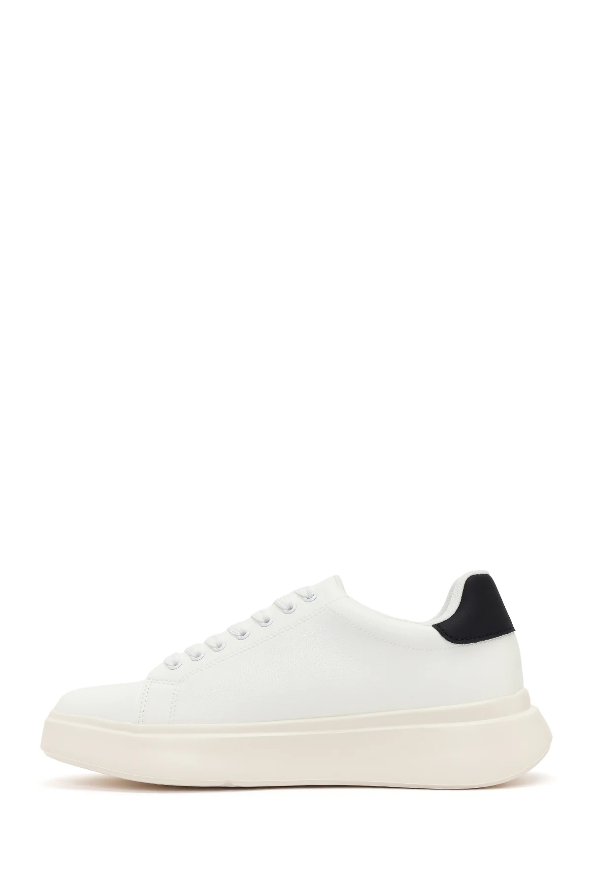 Erkek Beyaz Bağcıklı Kalın Tabanlı Sneaker - Image 3