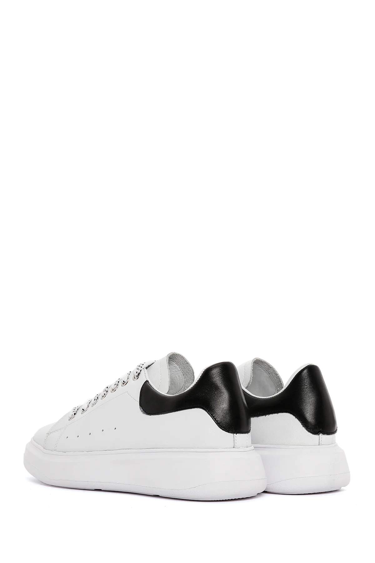 Erkek Beyaz Deri Kalın Tabanlı Sneaker - Image 5